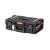 Szerszámosdoboz, Qbrick Patrol System One 200 Technik, 58,5 × 38,5 × 19 cm, fekete, 15,4 l, 6 kivehető tartály, por- és vízálló, alumínium rögzítőléc, munkaasztalként használható