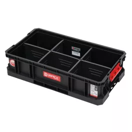   Szerszámosdoboz, Qbrick Patrol System Two Box 100 Flex, 53 × 29,5 × 13 cm, fekete, 14,3 l, moduláris, 5 állítható válaszfallal, strapabíró