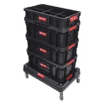 Szerszámosdoboz, Qbrick Patrol System Two Box 100 Flex, 53 × 29,5 × 13 cm, fekete, 14,3 l, moduláris, 5 állítható válaszfallal, strapabíró