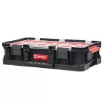 Rendszerező koffer, Qbrick Patrol System Two Organizer Plus, fekete, 9 rekesz, moduláris, polikarbonát fedél, poliamid reteszek, szilárd fogantyú