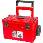 Szerszámosláda, Qbrick Patrol,System One Red Ultra HD Cart 2, piros, ütésálló, kerekes, teleszkópos alumínium fogantyú, Qbrick System Pro kompatibilis, moduláris