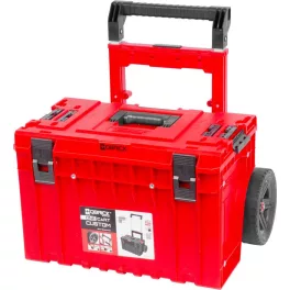   Szerszámosláda, Qbrick Patrol,System One Red Ultra HD Cart 2, piros, ütésálló, kerekes, teleszkópos alumínium fogantyú, Qbrick System Pro kompatibilis, moduláris