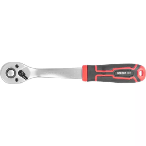 Racsnis kulcs, Strend Pro Premium ComfortGrip DL300, ezüst/fekete, 3/8", váltás karral, szénacél, 205 mm