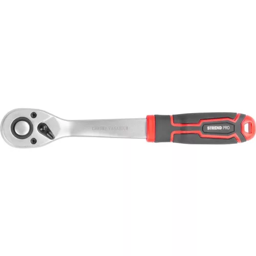 Racsnis kulcs, Strend Pro Premium ComfortGrip DL300, ezüst/fekete, 1/2", váltás karral, szénacél, 250 mm