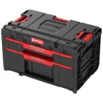 Tárolódoboz készlet, Qbrick Patrol System One Workshop Cart, 58,7 × 38 × 34 cm, fekete, 4 részes, moduláris, fiókos, automata zárral, görgős platform fékkel, állítható elválasztók, ABS műanyag, fémsínes