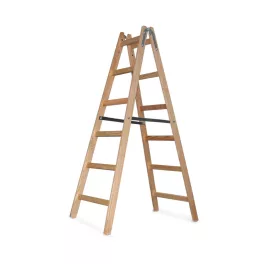   Kétrészes létra, Strend Pro Profi, 2 x 6 fokos, fa, 182 cm, 150 kg teherbírás, kétoldalas kivitel, háztartási és ipari használatra