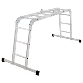   Sokcélú létra, Strend Pro, 4 az 1-ben, 4x3 fokos, 346cm, ezüst, alumínium, többcélú, önzáró csuklós, stabilizátoros