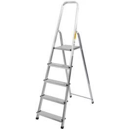   Festőlétra, StrendPro D5, 5 fokos, alumínium, 97 cm, ezüst, összecsukható, csúszásmentes kivitel