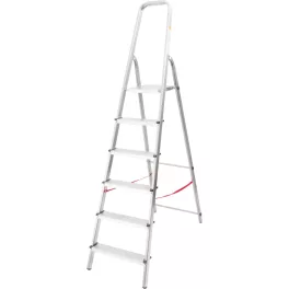   Festőlétra, StrendPro D6, 6 fokos, alumínium, 119 cm, ezüst, összecsukható, csúszásmentes kivitel