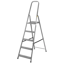   Festőlétra, Strend Pro ST-D6, 6 fokos, acél, 120 cm, szürke, összecsukható stabil kivitel