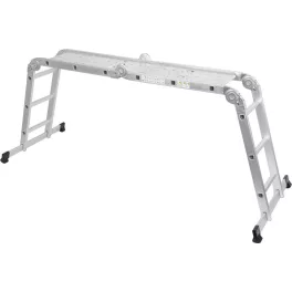   Multifunkciós létra, Strend Pro ML103, 4x3 fokos, 460 cm, ezüst, alumínium, többcélú, önzáró csuklós, stabilizátoros