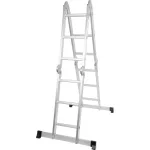 Multifunkciós létra, Strend Pro ML103, 4x3 fokos, 460 cm, ezüst, alumínium, többcélú, önzáró csuklós, stabilizátoros