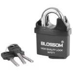 Lakat, Blossom LS0506, 60 mm, fekete, biztonsági, függőzár kivitel, 3 db kulccsal, kapukhoz, ajtókhoz és szekrényekhez
