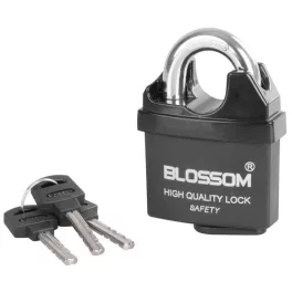   Lakat, Blossom LS0506, 60 mm, fekete, biztonsági, függőzár kivitel, 3 db kulccsal, kapukhoz, ajtókhoz és szekrényekhez