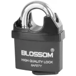 Lakat, Blossom LS0506, 60 mm, fekete, biztonsági, függőzár kivitel, 3 db kulccsal, kapukhoz, ajtókhoz és szekrényekhez