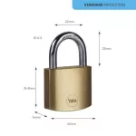 Lakat, Yale Y110B/40/122/2, 40 mm, sárgaréz, függőzár kivitel, edzett, 2 db, 2 azonos zárszerkezet, 3 db kulccsal