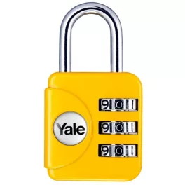   Lakat, Yale, YP1/28/121/1, sárga, számkombinációs, utazáshoz, poggyászhoz és bőröndhöz, horganyzott, masszív fémházas