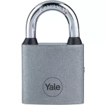 Lakat, Yale Y111S/60/132/1, 63 mm, ezüst, edzett kengyel, tartós, alap biztonsági szint, 3 db kulccsal