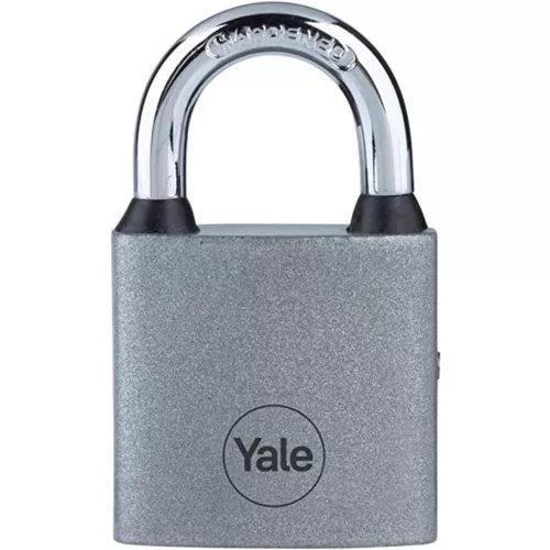 Lakat, Yale Y111S/60/132/1, 63 mm, ezüst, edzett kengyel, tartós, alap biztonsági szint, 3 db kulccsal