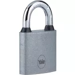 Lakat, Yale Y111S/60/132/1, 63 mm, ezüst, edzett kengyel, tartós, alap biztonsági szint, 3 db kulccsal