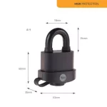 Lakat, Yale Y220B/51/118/1, 53 mm, fekete, laminált acél, magas biztonságú, időjárásálló, dupla reteszelés, 3 db kulcs