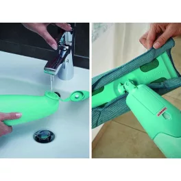   Felmosó, Leifheit Picospray, fehér/zöld, 26 cm széles, 0,8 liter tartály, permetezős forgó fejjel és levehető tartállyal, nedvességre érzékeny padlókhoz is