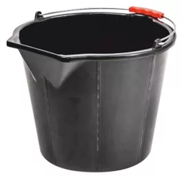  Vödör ReCycled® STRONG, 15 literes, építőipari, kiöntővel, extra erős, műanyag fogantyú, fekete