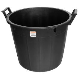   Műanyag virágcserép, Ics P133044, fekete, átmérő: 44 cm, magasság: 35 cm, tömör alj, 32 l, kerek, 2 fogantyúval