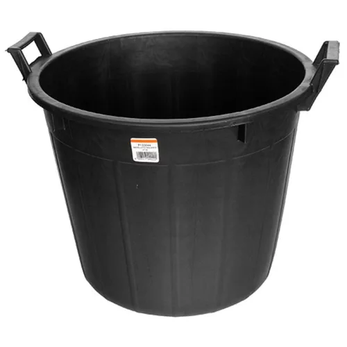 Műanyag virágcserép, Ics P133044, fekete, átmérő: 44 cm, magasság: 35 cm, tömör alj, 32 l, kerek, 2 fogantyúval