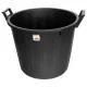 Műanyag virágcserép, Ics P133044, fekete, átmérő: 44 cm, magasság: 35 cm, tömör alj, 32 l, kerek, 2 fogantyúval