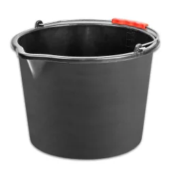   Vödör ReCycled®, 12 literes, építőipari, műanyag, műanyag fogantyú, kiöntővel, fekete