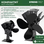 Strend Pro álló kandalló ventilátor, 4 lapátos, hőmeghajtású