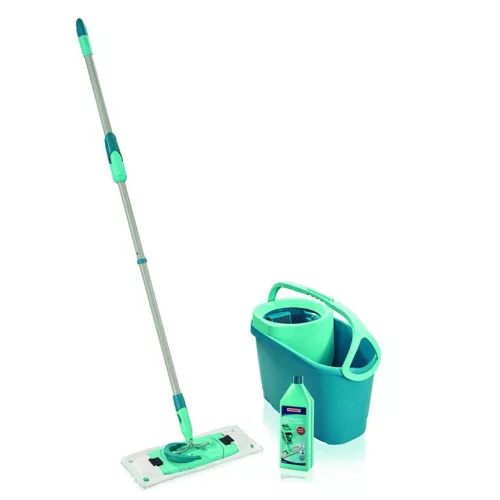 Felmosó szett, Leifheit 52127 Clean Twist M Ergo + Power Cleaner, vödörrel és moppal, centrifugális csavaró, 360°-os csukló, érzékeny fapadlókhoz