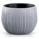 Műanyag virágcserép, Prosperplast Beton Bowl, szürke, átmérő: 18 cm, magasság: 14 cm, bordázott, betonhatású, kerek