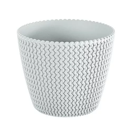 Műanyag virágcserép, Prosperplast Splofy, fehér, átmérő: 29,5 cm, magasság: 24,9 cm, kötött mintázat, 11,5 l, kerek