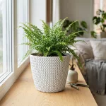 Műanyag virágcserép, Prosperplast Splofy, fehér, átmérő: 29,5 cm, magasság: 24,9 cm, kötött mintázat, 11,5 l, kerek