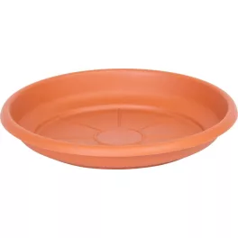   Alátét ICS ERICA, virágcseréphez, kerek, terrakotta színű, műanyag, 16 cm