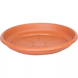   Alátét ICS ERICA, virágcseréphez, kerek, terrakotta színű, műanyag, 18 cm