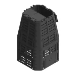 Komposztáló, Qbrick Patrol Eco Multi, fekete, 1000 l, 93,3 x 93,3 x 146 cm, fedeles, alsó ürítőajtóval, egyszerű össszeszerelés