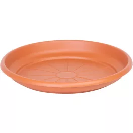   Alátét ICS ERICA, virágcseréphez, kerek, terrakotta színű, műanyag, 22 cm