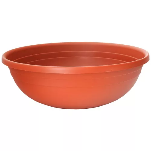 Műanyag virágcserép, Ics Clivia, terrakotta, átmérő: 50 cm, magasság: 16 cm, tál alakú, 18 l, kerek