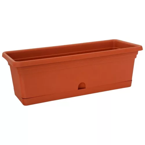 Műanyag virágláda, Ics Melissa, terrakotta, 50 x 20 cm, magasság: 16 cm, alátéttel, 8,5 l