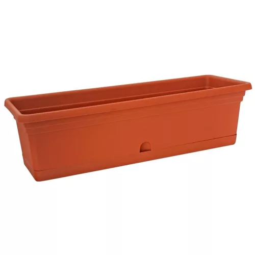 Műanyag virágláda, Ics Melissa, terrakotta, 60 x 20 cm, magasság: 16 cm, alátéttel, 8,5 l