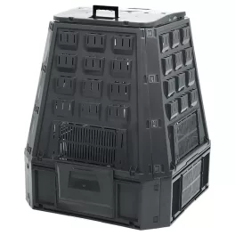   Komposztáló, Prosperplast, Evoblack, fekete, 630 l, 91 x 90 x 107 cm, felső fogantyúval, alsó ürítőajtóval, egyszerű összeszerelés