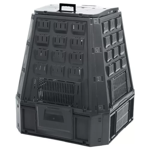 Komposztáló, Prosperplast, Evoblack, fekete, 630 l, 91 x 90 x 107 cm, felső fogantyúval, alsó ürítőajtóval, egyszerű összeszerelés