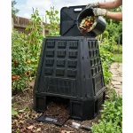 Komposztáló, Prosperplast, Evoblack, fekete, 630 l, 91 x 90 x 107 cm, felső fogantyúval, alsó ürítőajtóval, egyszerű összeszerelés