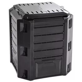  Komposztáló, Prosperplast, Compogreeen, fekete, 380 l, 71,9 x 71,9 x 82,6 cm, állatbiztos, fedeles, alsóürítő ajtóval, egyszerű összeszerelés