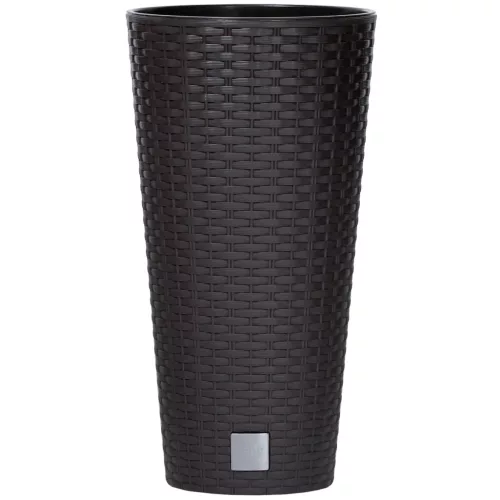 Rattan virágcserép, Prosperplast Rato Tubus 250, barna, átmérő: 25 cm, magasság: 47,6 cm, betéttel, 9 / 15,5 l, rattan hatású, kerek