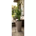 Rattan virágcserép, Prosperplast Rato Tubus 400, mokka, átmérő: 40 cm, magasság: 76,3 cm, betéttel, 35 / 64 l, rattan hatású, kerek