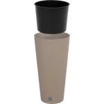 Rattan virágcserép, Prosperplast Rato Tubus 400, mokka, átmérő: 40 cm, magasság: 76,3 cm, betéttel, 35 / 64 l, rattan hatású, kerek